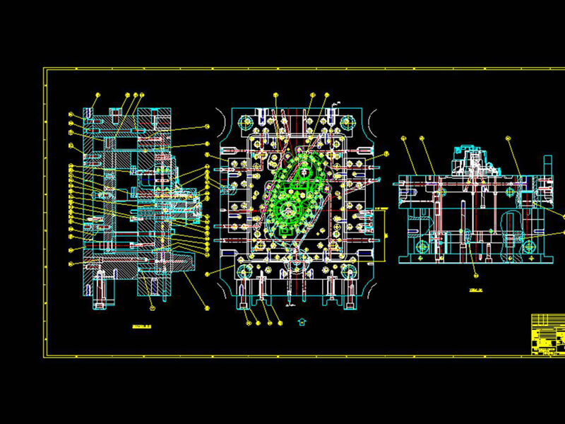 Transparency shows complete assembly of  ejector half of a mould for a high pressure die casting die