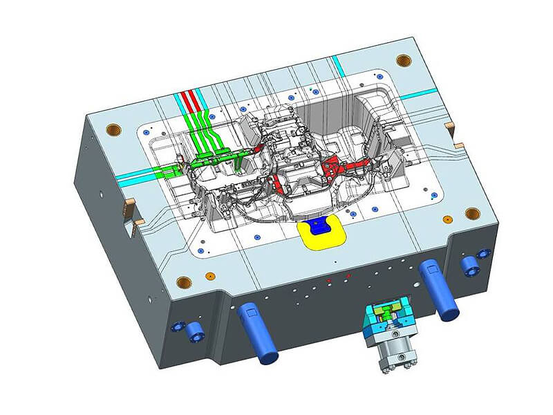 A complete ejector half assembly of a mould for a large structural component